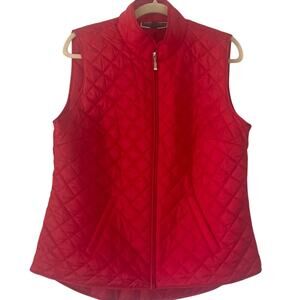 Karen Scott Sport Quilted Red Lightweight Puffer Vest, Hiking, Athleisure, M